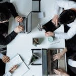 Overhead Shot of a Group of People working at computers