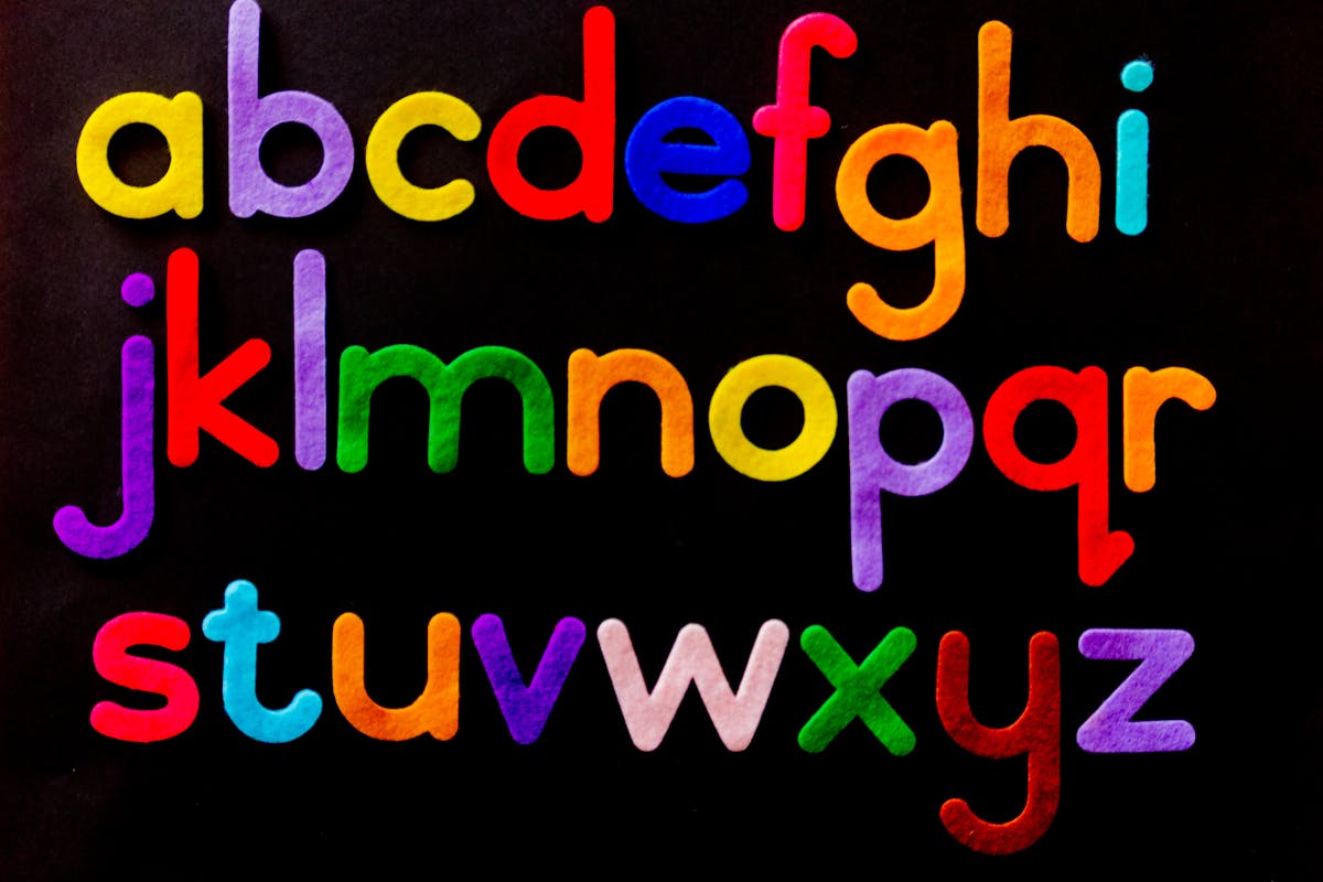 colourful alphabet letters made of felt