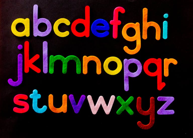 colourful alphabet letters made of felt